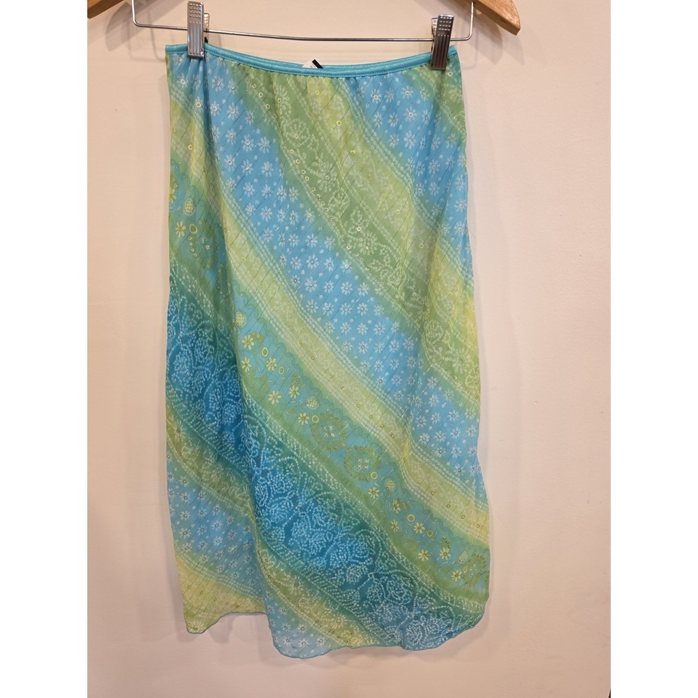 Y2K Midi Skirt Paisley MD Fairycore Boho Hippie Fairy Grunge Sheer Layered